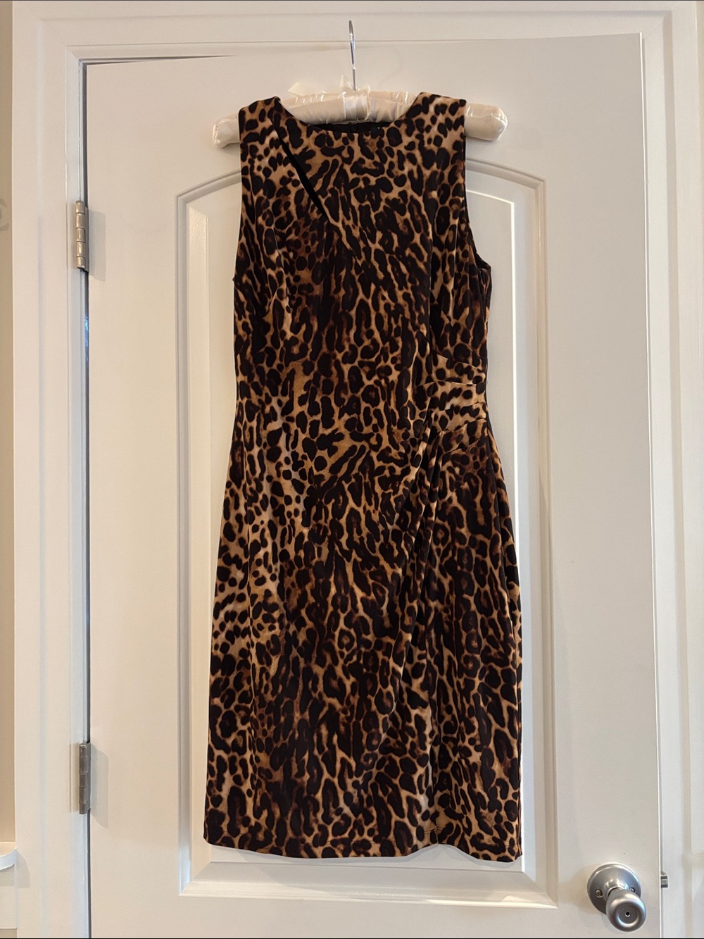 Ralph Lauren Leopard Print Sleeveless Sheath Dress - Brown/Black